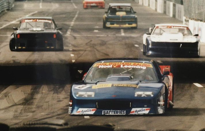 Paul Williams' Noel Leeming Camaro head-on at the Wellington Street Race